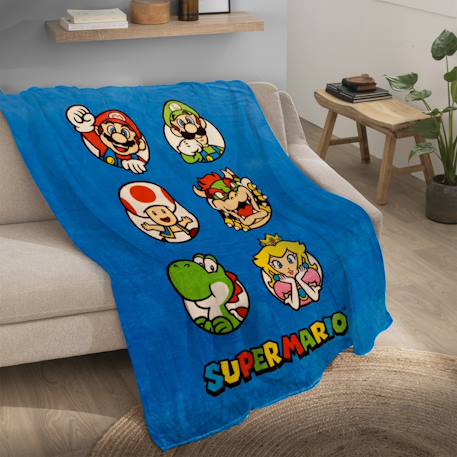 Plaid polaire imprimé, super mario players Bleu 2 - vertbaudet enfant 