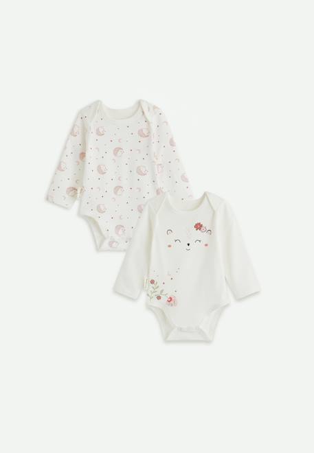 Lot de 2 bodies bébé manches longues harmony Ecru 1 - vertbaudet enfant 