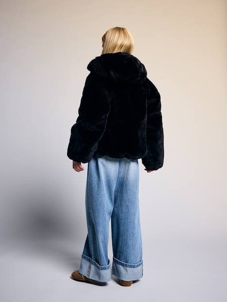 Veste fausse fourrure fille noir 9 - vertbaudet enfant 