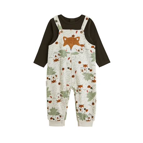 Ensemble salopette bébé en molleton et t-shirt ginkgo Ecru 2 - vertbaudet enfant 
