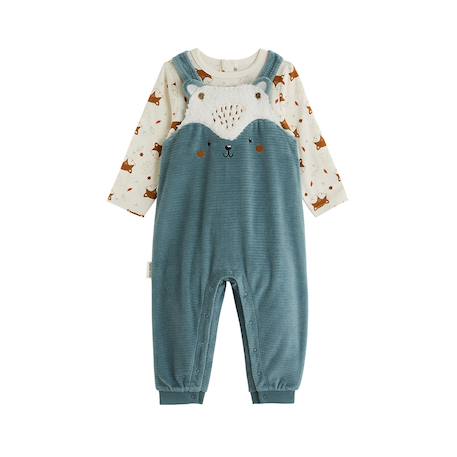 Ensemble salopette bébé en velours côtelé et t-shirt ginkgo Vert 2 - vertbaudet enfant 