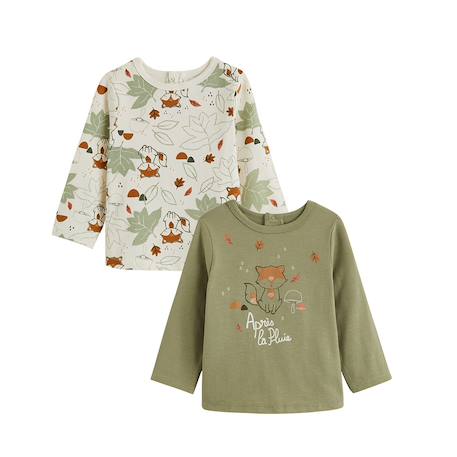 Lot de 2 t-shirts bébé manches longues ginkgo Vert 2 - vertbaudet enfant 