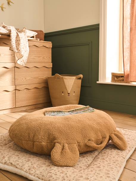 Coussin de sol ourson sherpa beige 1 - vertbaudet enfant 
