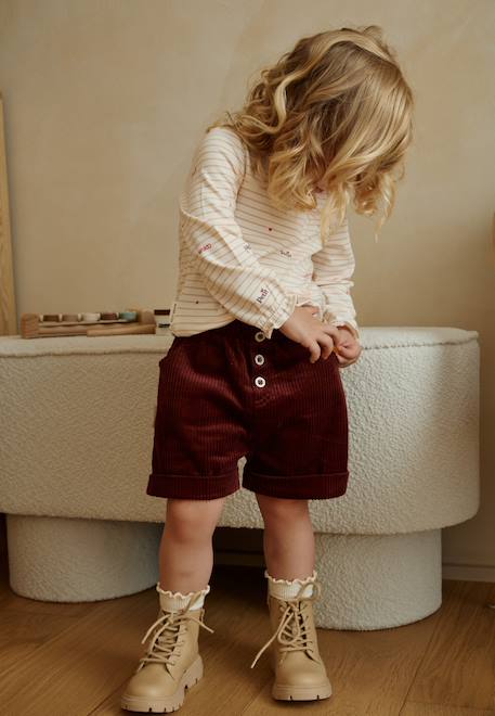 Short enfant en velours côtelé aimée Bordeaux 1 - vertbaudet enfant 