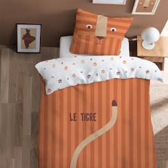 Linge de maison et décoration-Parure de lit imprimée 100% coton, tigri