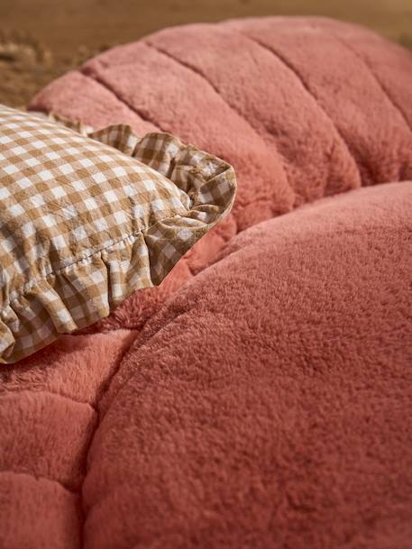 Coussin de sol fausse fourrure fleur rose poudré 2 - vertbaudet enfant 