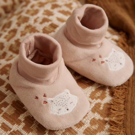 Chaussons bébé en velours doucette Rose 5 - vertbaudet enfant 