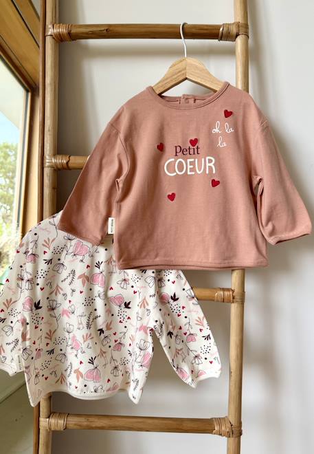 Fille-Lot de 2 t-shirts enfant manches longues aimée