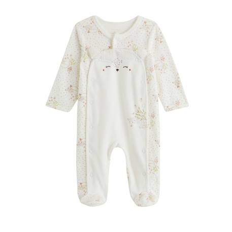 Pyjama bébé en velours ouverture pont doucette Ecru 2 - vertbaudet enfant 