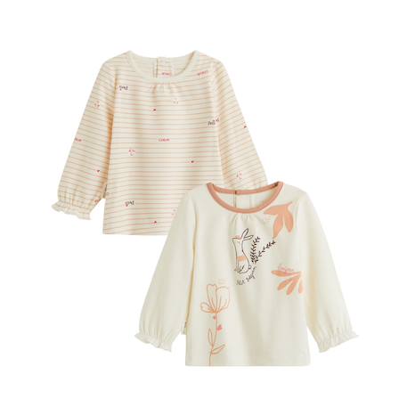 Lot de 2 t-shirts bébé manches longues aimée Ecru 2 - vertbaudet enfant 