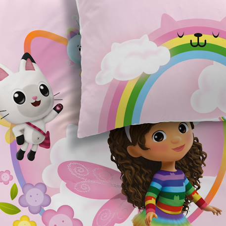 Parure de lit imprimée + drap housse 100% coton, gabby et la maison magique garden Rose 3 - vertbaudet enfant 