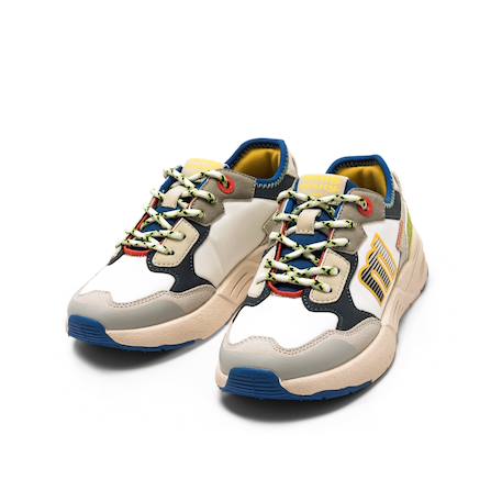 Sneakers garçon synthétique lacets Brown+White 9 - vertbaudet enfant 