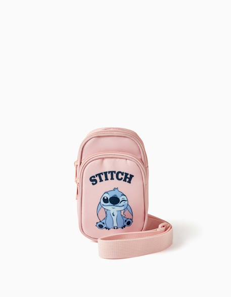 Sac téléphone avec imprimé stitch et bandoulière réglable Rose 1 - vertbaudet enfant 
