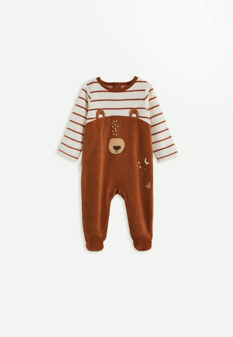 Pyjama bébé en velours moka Marron 1 - vertbaudet enfant 