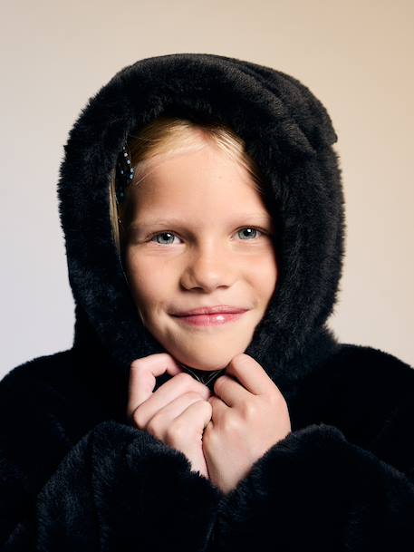 Veste fausse fourrure fille noir 2 - vertbaudet enfant 