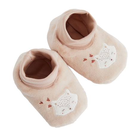 Chaussons bébé en velours doucette Rose 3 - vertbaudet enfant 