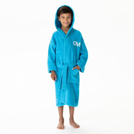 Peignoir enfant brodé à capuche 100% coton, om 1899 Bleu 1 - vertbaudet enfant 