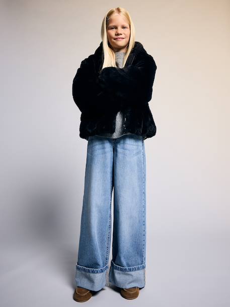 Veste fausse fourrure fille noir 4 - vertbaudet enfant 