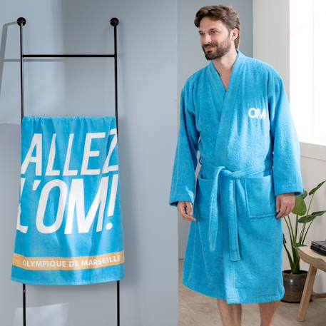 Serviette de bain et de plage imprimée 100% coton, om allez Bleu 2 - vertbaudet enfant 