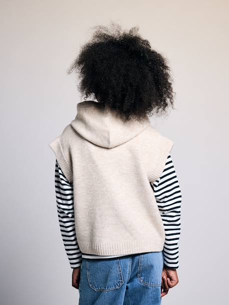 Gilet sans manches fille à capuche zippé beige 7 - vertbaudet enfant 