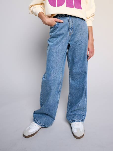 Jean droit fille bleu foncé+bleu moyen+denim gris 8 - vertbaudet enfant 