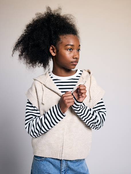 Fille-Gilet sans manches fille à capuche zippé