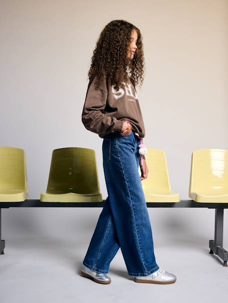Jean droit fille bleu foncé+bleu moyen+denim gris 2 - vertbaudet enfant 