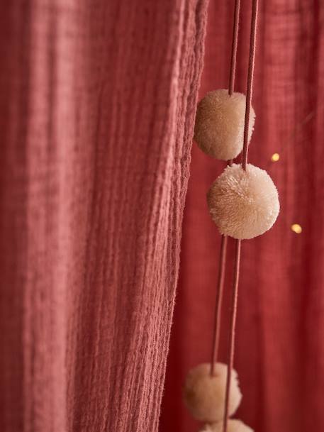 Ciel de lit en gaze de coton avec pompons beige poudré+cannelle+rose+rose+vert sauge 14 - vertbaudet enfant 