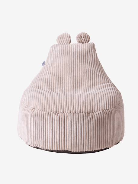 Pouf enfant en velours côtelé Ourson beige+rose+vert 2 - vertbaudet enfant 