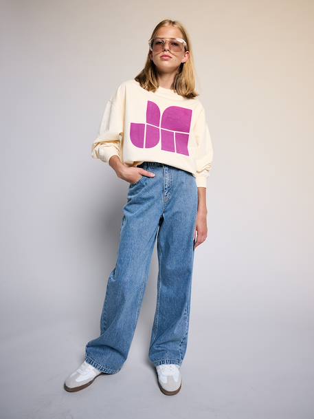 Sweat fille manches longues écru+vieux rose 6 - vertbaudet enfant 