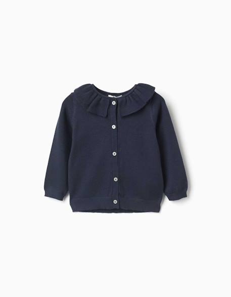 Bébé-Pull, gilet, sweat-Gilet-Gilet en maille avec col à volants