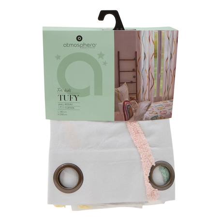Rideau en coton motifs brodés ballerines - tufy Blanc+Blanc multicolore+Bleu clair+Rose 8 - vertbaudet enfant 