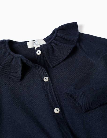 Gilet en maille avec col à volants Bleu foncé 3 - vertbaudet enfant 