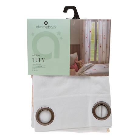 Rideau en coton motifs brodés ballerines - tufy Blanc+Blanc multicolore+Bleu clair+Rose 18 - vertbaudet enfant 