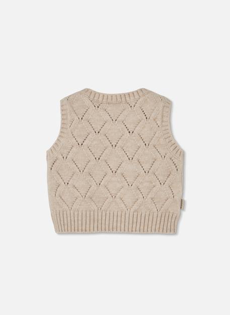 Pull sans manches fille brodé de fleurs Beige 3 - vertbaudet enfant 