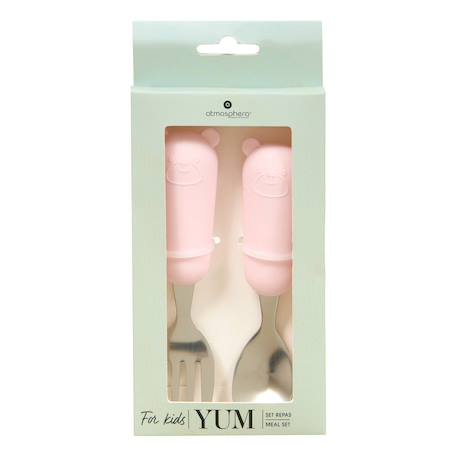 Set couverts cuillère et fourchette yum l.16,5cm rose Beige+Rose 8 - vertbaudet enfant 