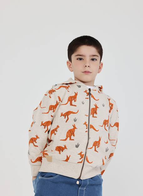 Garçon-Pull, gilet, sweat-Sweat à capuche garçon imprimé kangourou