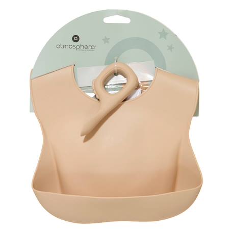 Set bavoir et cuillère yum silicone bleu Beige+Bleu+Ocre+Rose 3 - vertbaudet enfant 