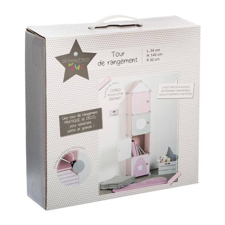 Rangement colonne 4 casiers - sunny Gris+Rose 9 - vertbaudet enfant 