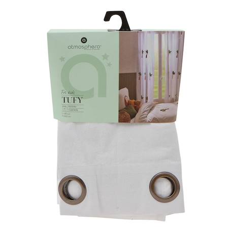 Rideau en coton motifs brodés ballerines - tufy Blanc+Blanc multicolore+Bleu clair+Rose 3 - vertbaudet enfant 