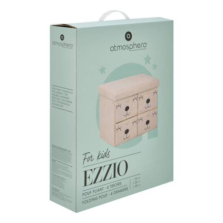 Pouf pliant 4 tiroirs en bouclette - ezzio Beige 3 - vertbaudet enfant 
