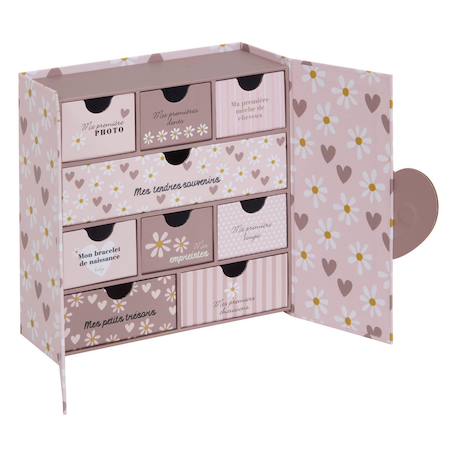 Coffret de naissance souvenirs 9 tiroirs - cilia Beige+Rose 8 - vertbaudet enfant 