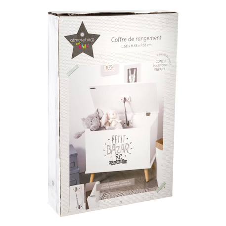 Coffre de rangement en bois - loeli Blanc 3 - vertbaudet enfant 