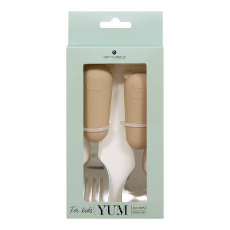 Set couverts cuillère et fourchette yum l.16,5cm rose Beige+Rose 3 - vertbaudet enfant 
