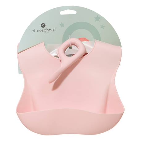 Set bavoir et cuillère yum silicone bleu Beige+Bleu+Ocre+Rose 16 - vertbaudet enfant 