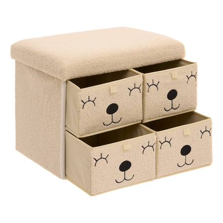 Pouf pliant 4 tiroirs en bouclette - ezzio Beige 5 - vertbaudet enfant 