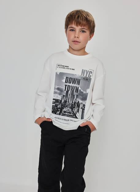 T-shirt garçon en maille imprimé ville nyc Blanc 1 - vertbaudet enfant 