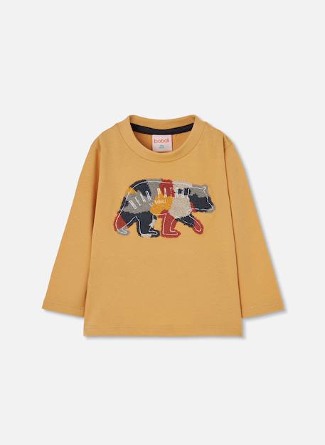 T-shirt garçon en maille à imprimé ours Jaune 2 - vertbaudet enfant 