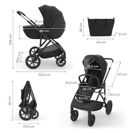 Poussette évolutive 2 en 1 suspension améliorée pour enfants à 22 kg Beige / sand dune+Velvet mocca+Venezian black+Vert foncé 18 - vertbaudet enfant 