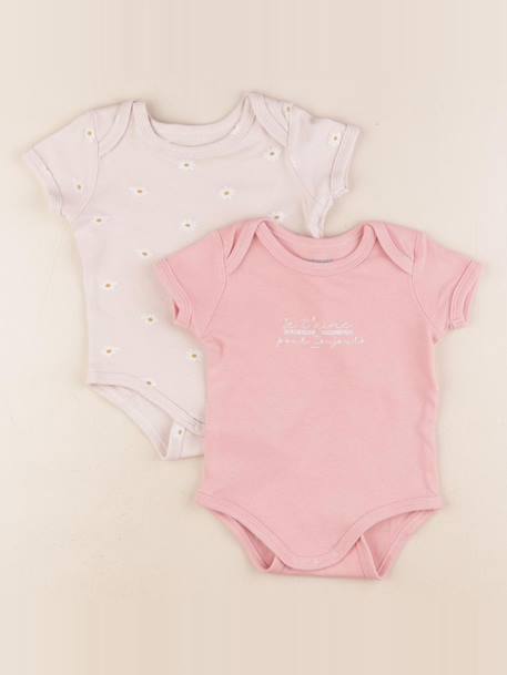 Lot de 2 bodies en coton - 9 mois Rose 1 - vertbaudet enfant 
